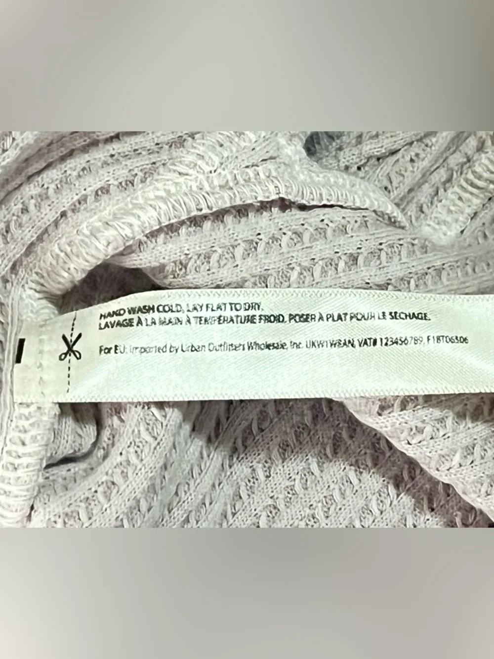 Free People One Large Lavender Waffle Knit Long Sleeve Side Lace-Up Top